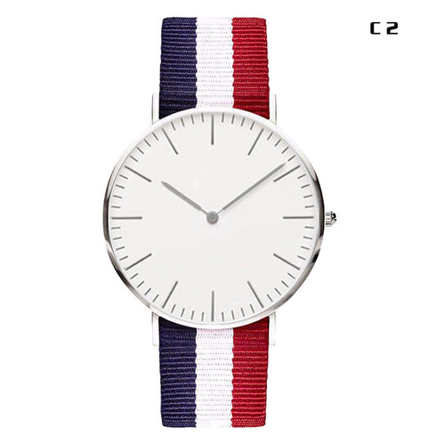 LOKİOR Classic Striped Nylon Strap Watch